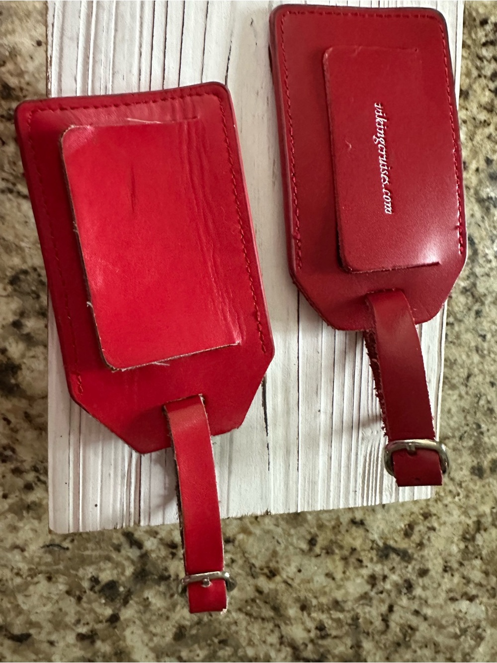 Viking River Cruises Red Leather Bag Luggage Tags Set of 2 Travel Accessories - Picture 3 of 6